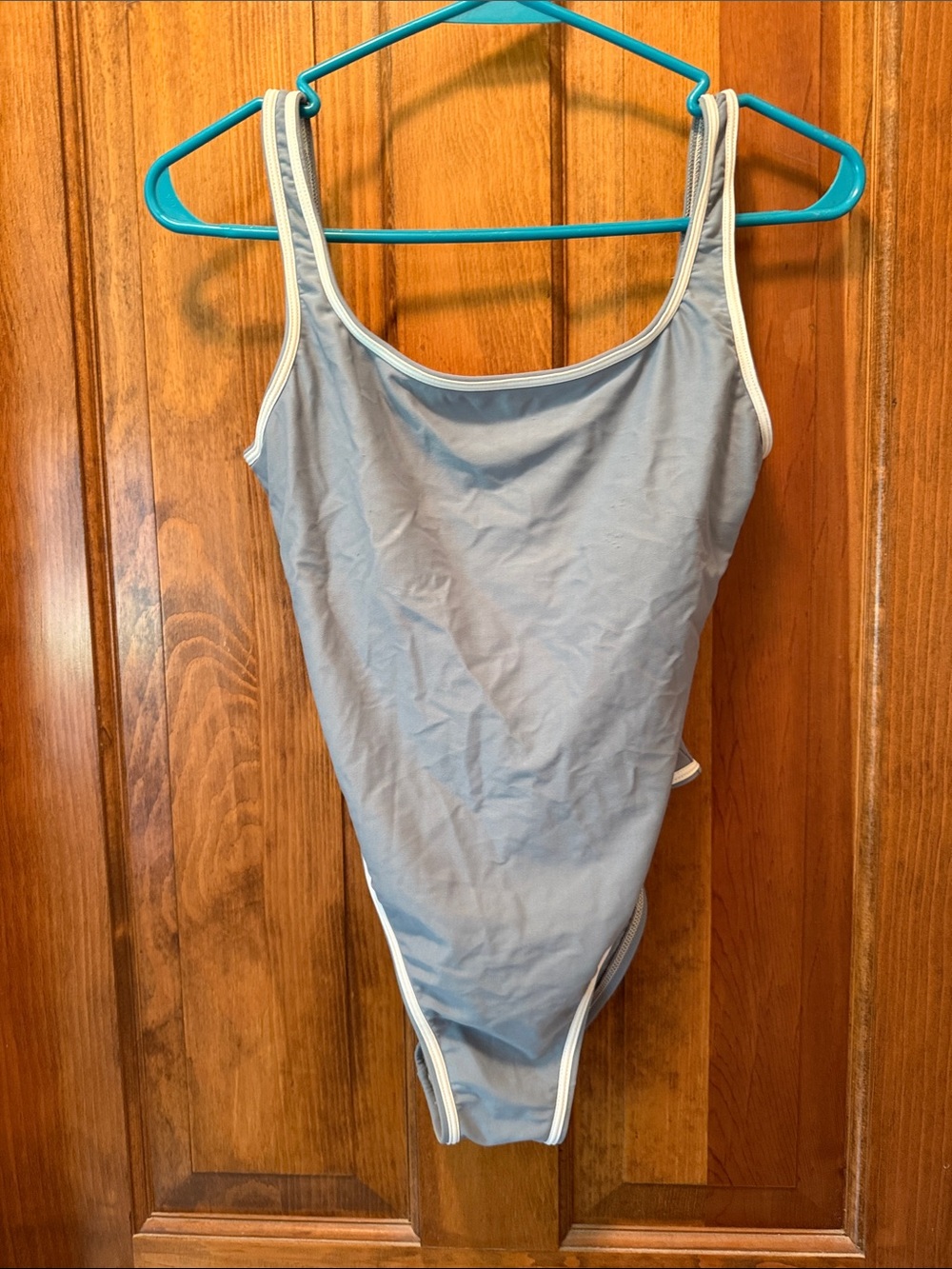 Classic Light Blue One-Piece Swimsuit with Contrast Trim
